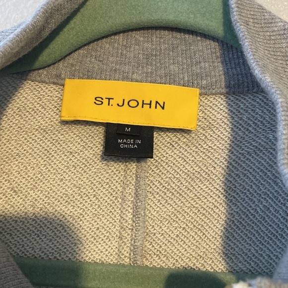 St. John Size Small French Terry Cotton Silk Trim Gray Full Zip Jacket Casual - Picture 2 of 4